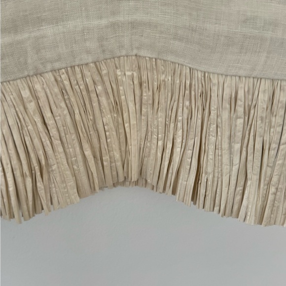 NWT J Crew Collection sleeveless cream linen top with raffia fringe sz lg - Picture 3 of 7